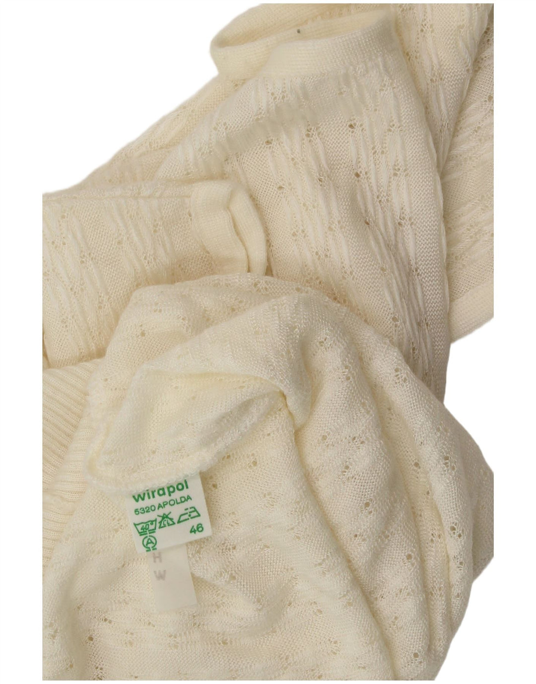 VINTAGE Damen Kurzarmpullover mit V-Ausschnitt IT 46 Large Weiß