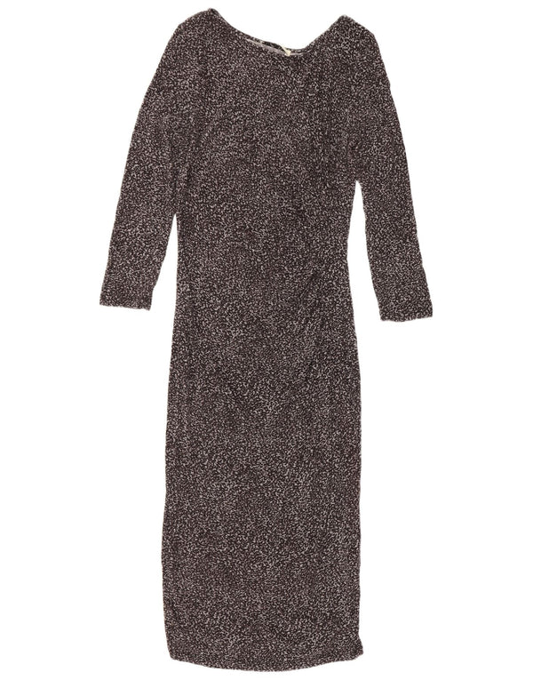 Oasis Womens Long Sleeve Bodycon Dress UK 6 XS Grey Animal Print Viscose