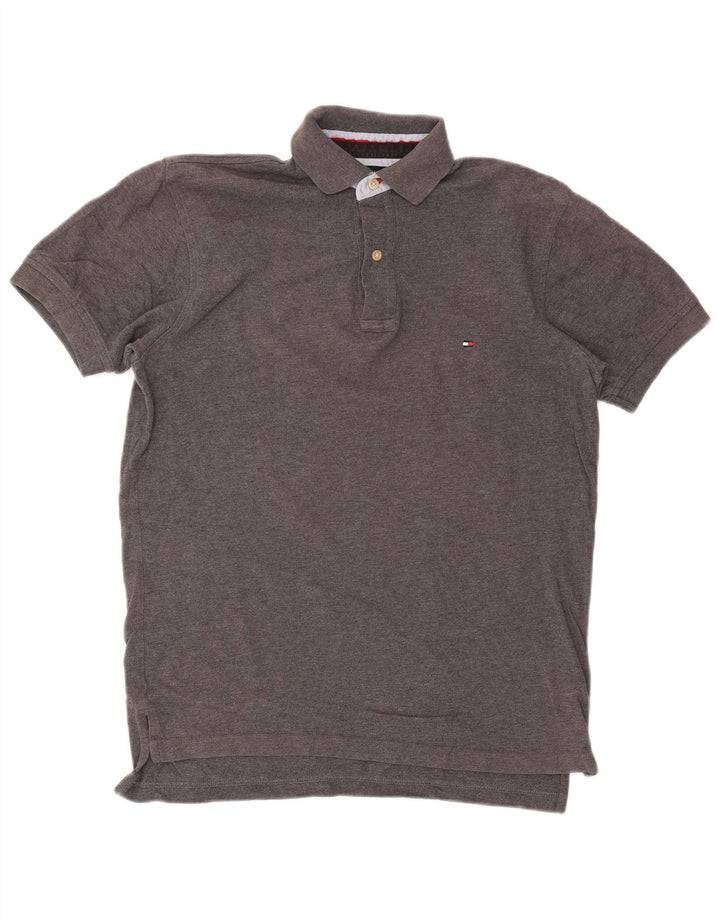 Tommy Hilfiger Herren-Poloshirt, kleine graue Baumwolle