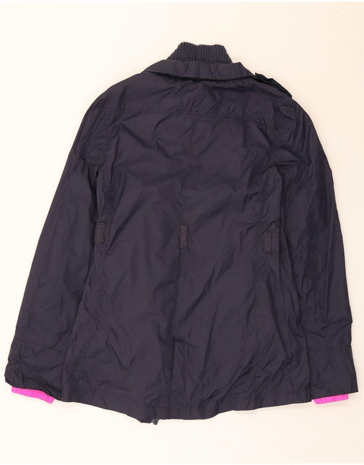 Superdry Zweireihige Regenjacke für Damen, UK 12, mittelmarineblaues Nylon