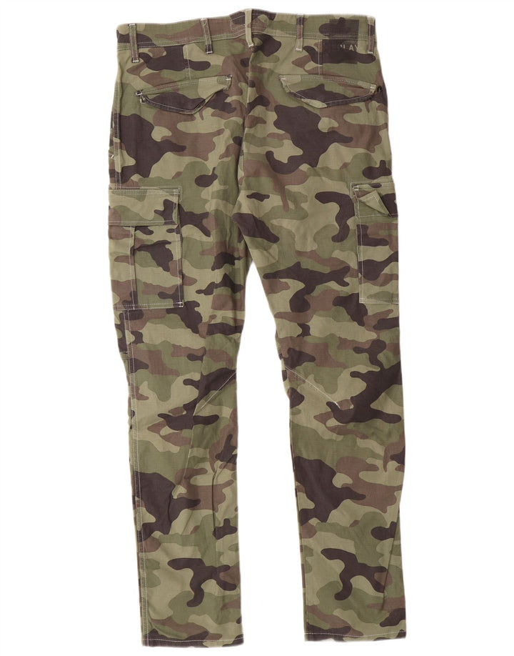 REPLAY Slim-Cargohose für Herren, W33, L29, grüne Camouflage-Baumwolle