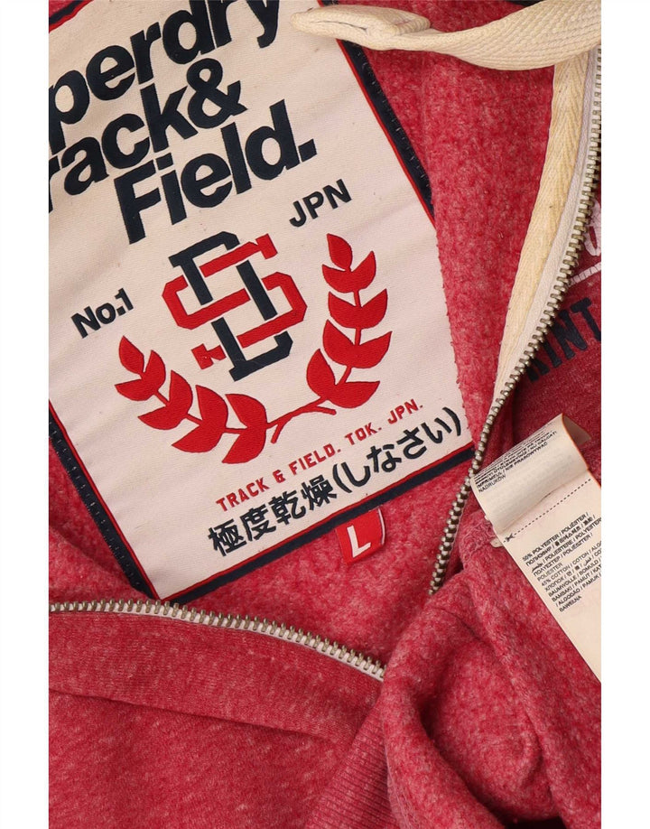 Superdry Herren-Kapuzenpullover mit grafischem Reißverschluss, groß, rot geflecktes Polyester