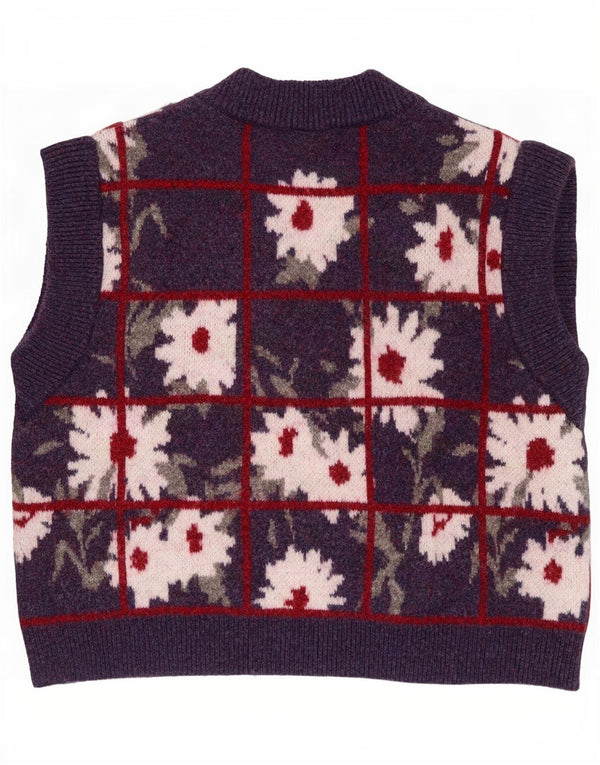 Zara Damen Weste Tank Top UK 14 Medium Lila Blumenmuster Polyester