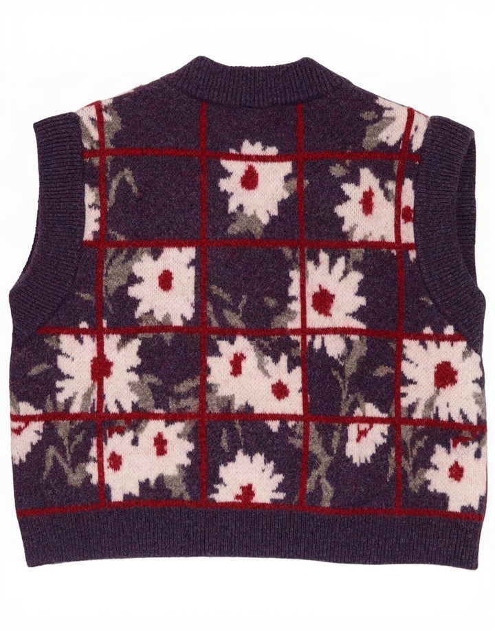 Zara Damen Weste Tank Top UK 14 Medium Lila Blumenmuster Polyester