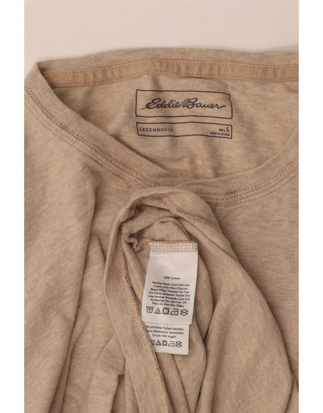 Eddie Bauer Herren-Oberteil, langärmelig, klein, beige gefleckte Baumwolle