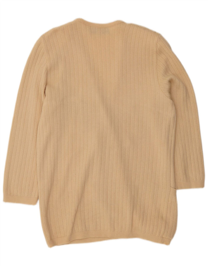 St. Germain Grafischer Longline-Cardigan für Damen IT 48 XL Beige Wolle