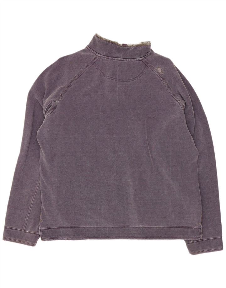 Fat Face Herren-Sweatshirt mit Reißverschluss am Hals, mittelviolette Baumwolle