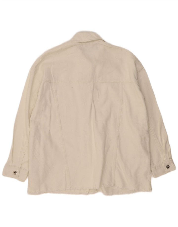 Zara Damen Overshirt-Hemd UK 10 Small Weiße Baumwolle
