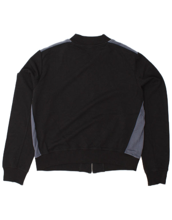 BENETTON Womens Crop Trainingsanzug Top Jacke UK 16 Large Schwarz Colourblock