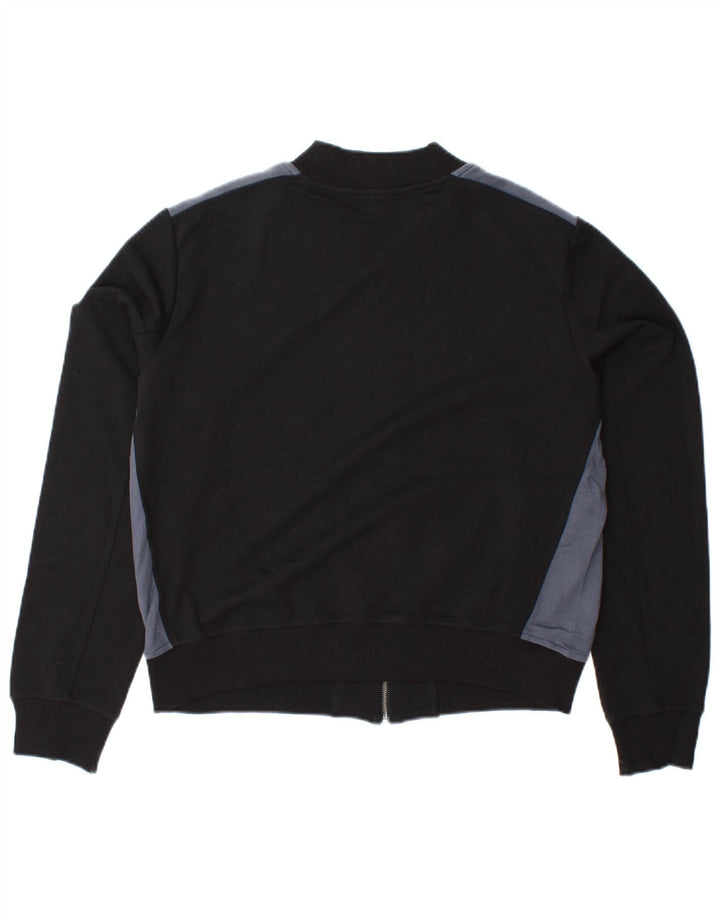 BENETTON Womens Crop Trainingsanzug Top Jacke UK 16 Large Schwarz Colourblock