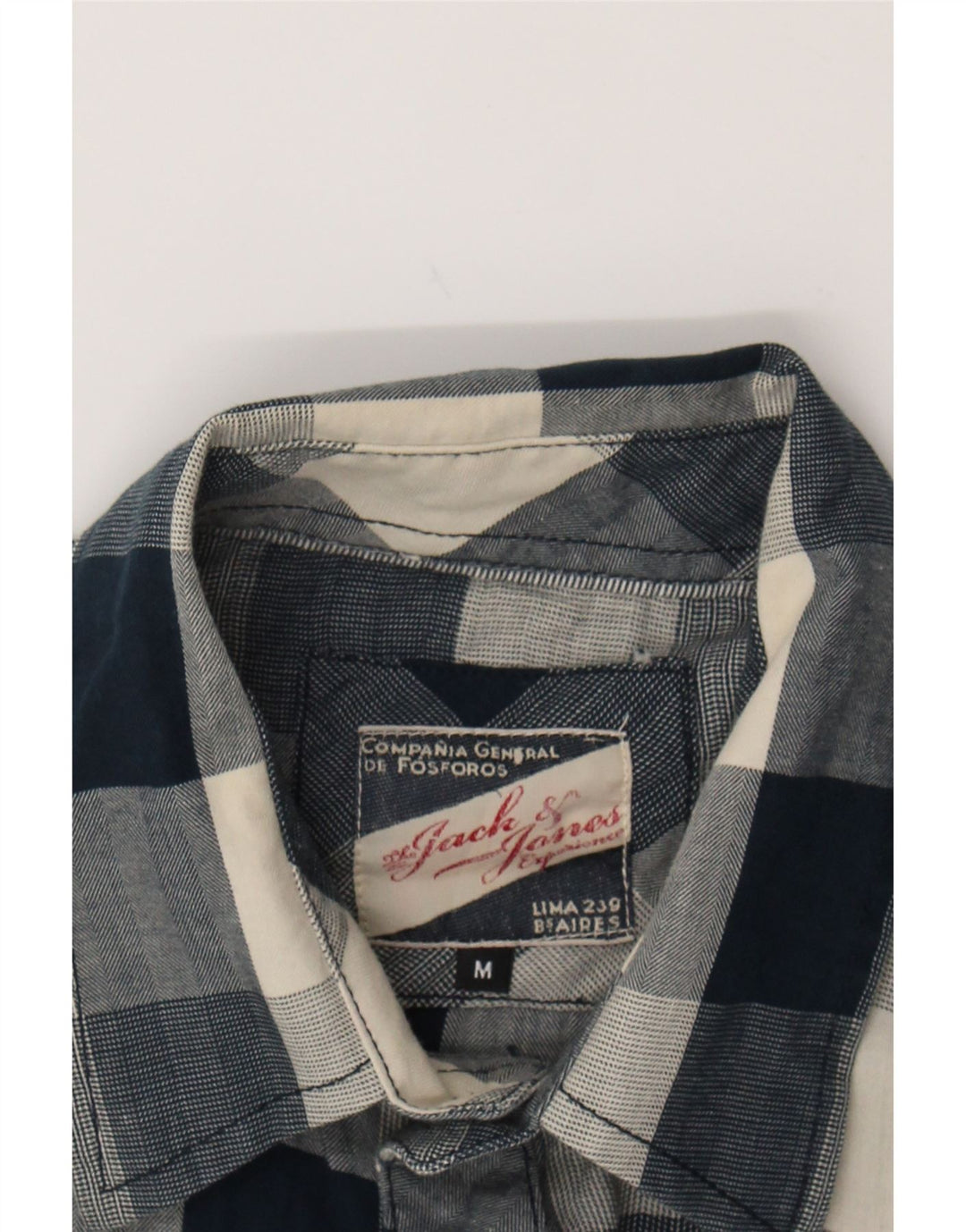 JACK & JONES Mens Flannel Shirt Medium Blue Check Cotton Vintage Jack & Jones and Second-Hand Jack & Jones from Messina Hembry 
