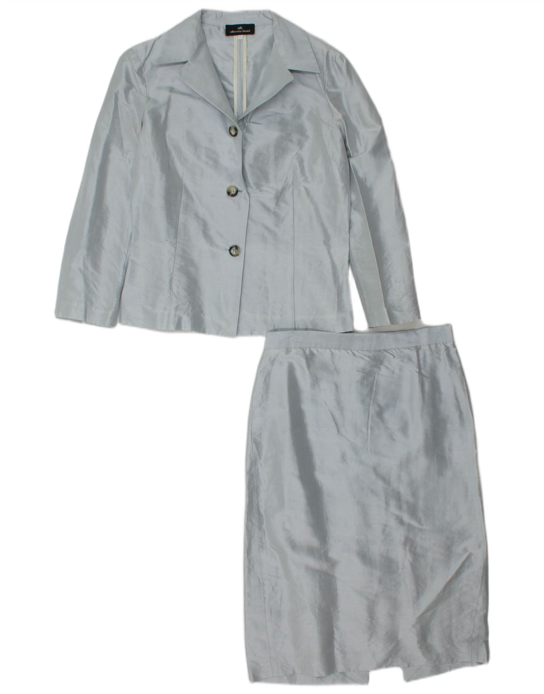 Alberto Biani Damen 3-Knopf-2-teiliges Rockset IT 42 Medium W26 Blaue Seide