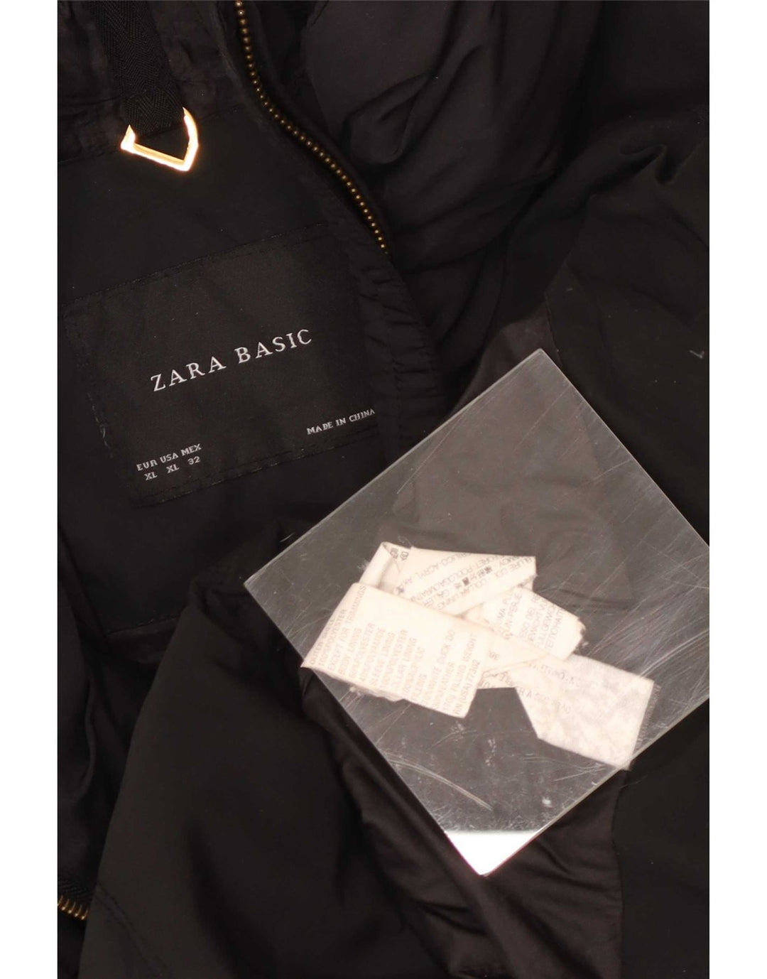 Zara Damen Wattierte Jacke UK 18 XL Schwarz Polyester