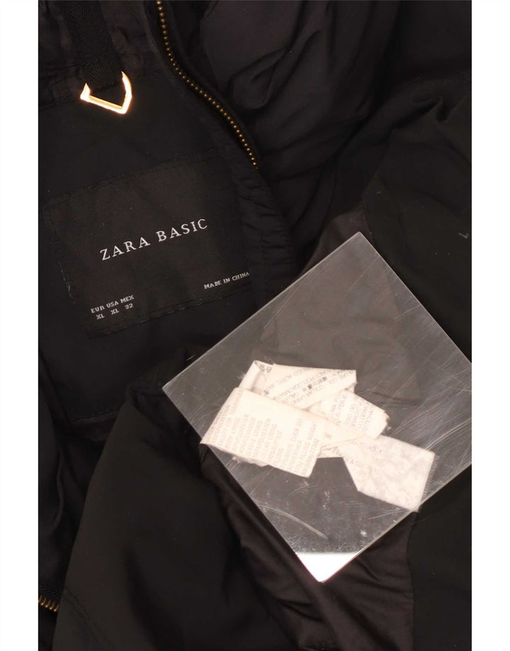 Zara Damen Wattierte Jacke UK 18 XL Schwarz Polyester
