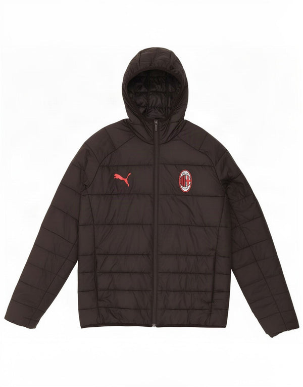 Puma Jungen AC Milan Wattierte Jacke mit Kapuze, 13–14 Jahre, schwarzes Polyester