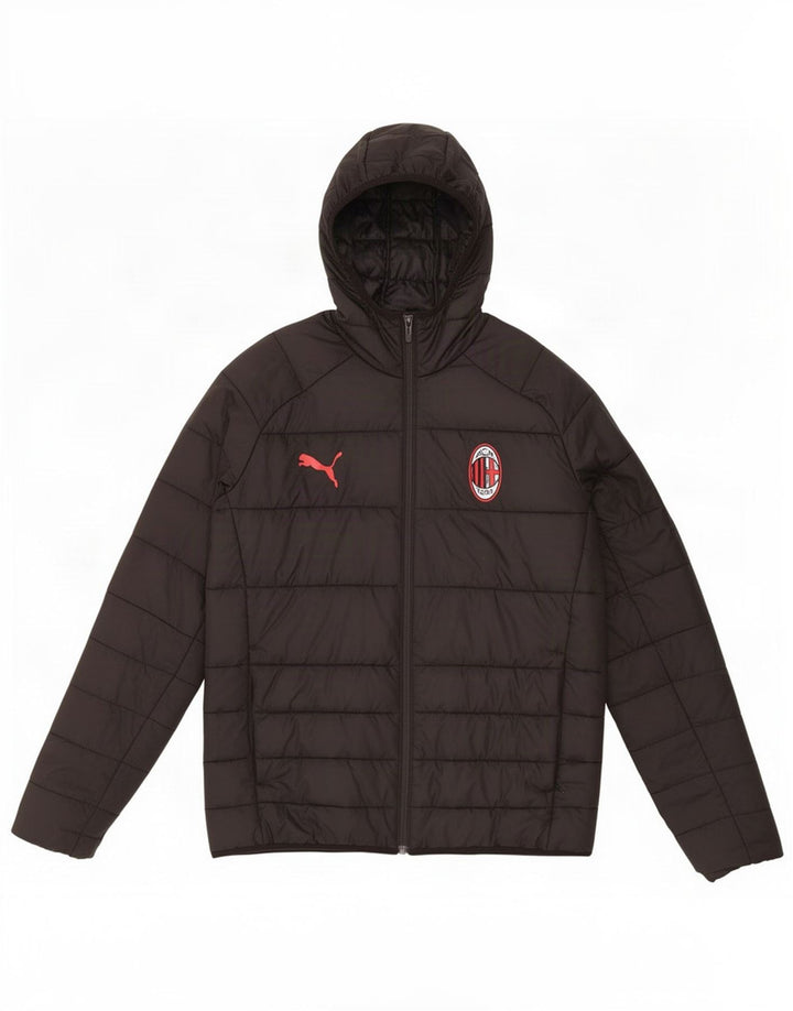 Puma Jungen AC Milan Wattierte Jacke mit Kapuze, 13–14 Jahre, schwarzes Polyester