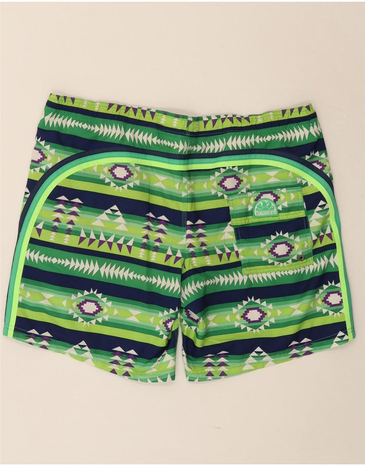 Sundek Herren-Badeshorts XL, grünes geometrisches Polyester