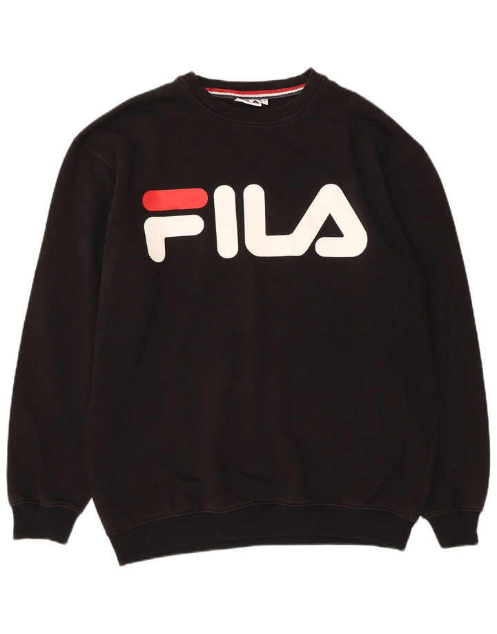 Fila Herren Grafik-Sweatshirt-Pullover aus mittelschwarzer Baumwolle