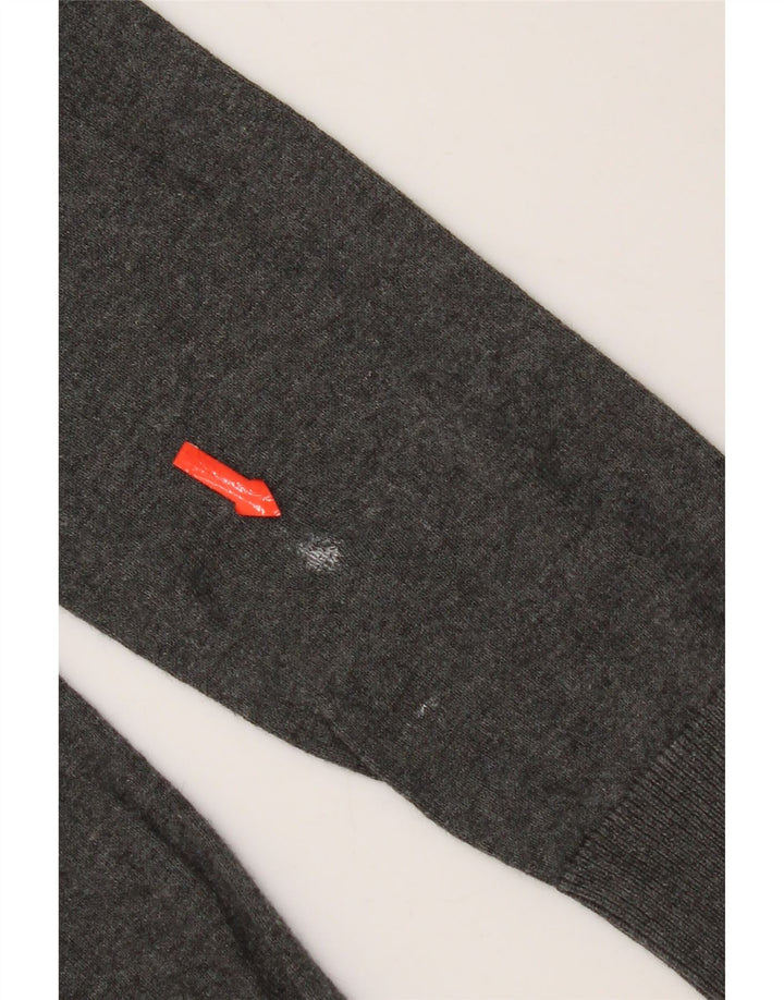 Zara Herren-Pullover mit V-Ausschnitt aus mittelgrauer Seide