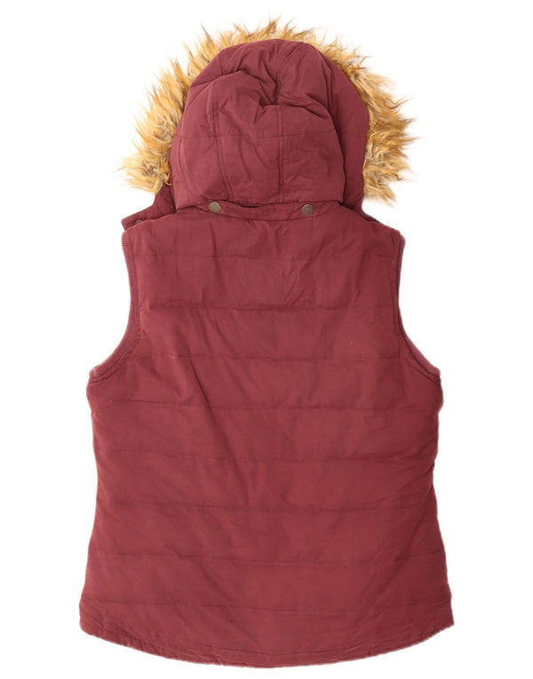 Fat Face wattierte Damen-Weste mit Kapuze, UK 12, mittlere kastanienbraune Baumwolle
