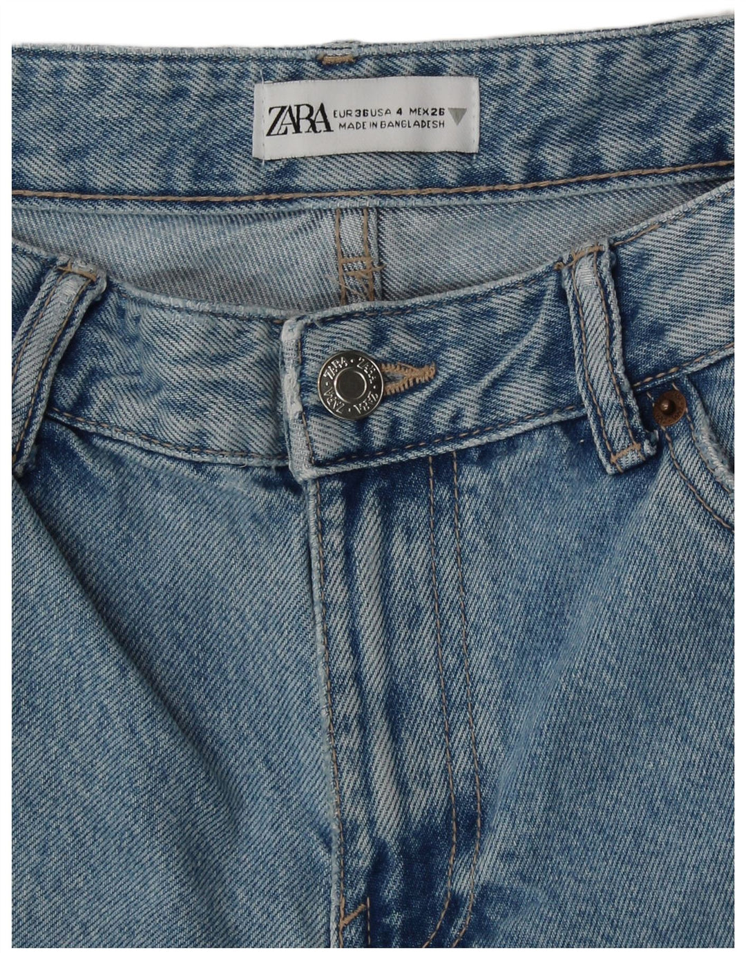 ZARA Damen Cargo Flared Jeans EU 36 XS W26 L32 Blaue Baumwolle