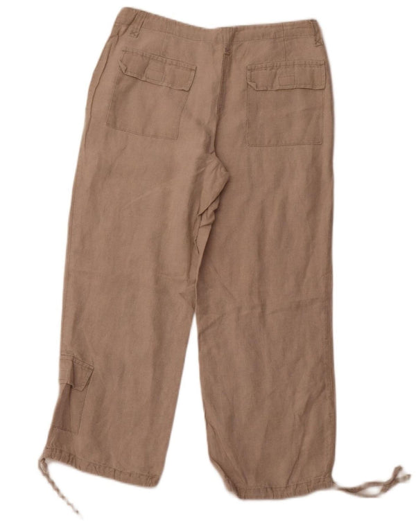EDDIE BAUER Damen Gerade Caprihose W36 L24 Beige Leinen
