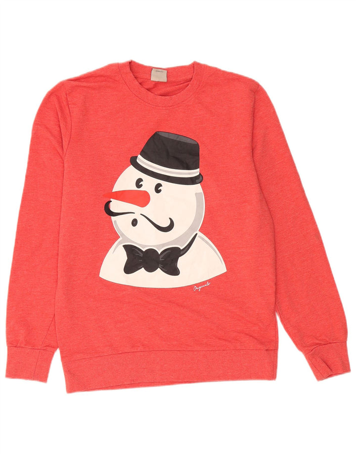 Jack & Jones Herren-Sweatshirt mit Grafik, Mittelrot, Polyester, Winter