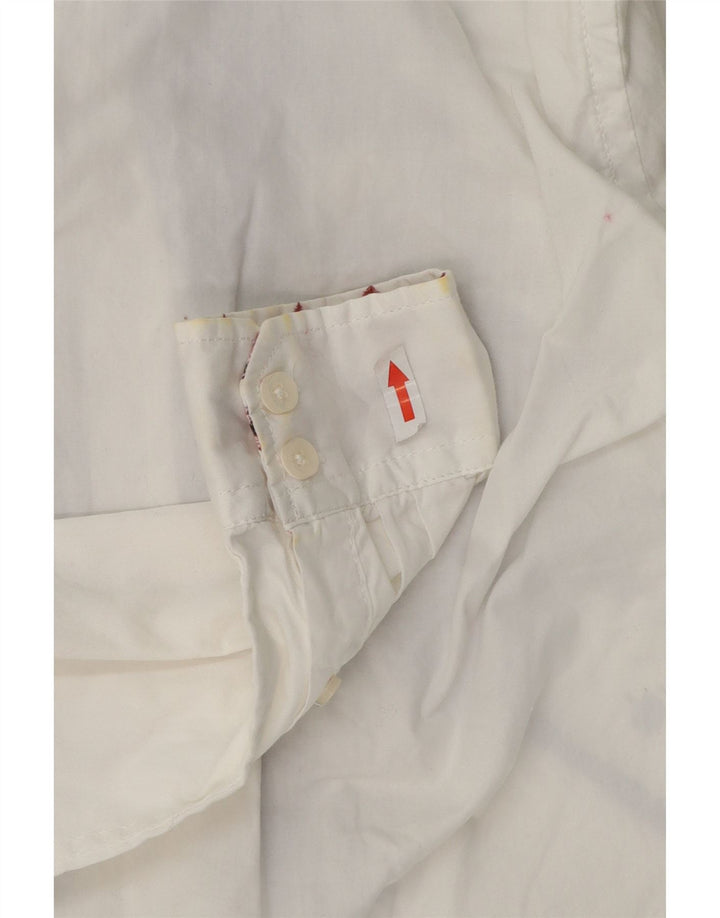 Desigual Herren Grafik-Hemd mit normaler Passform, kleine weiße Blumen-Baumwolle