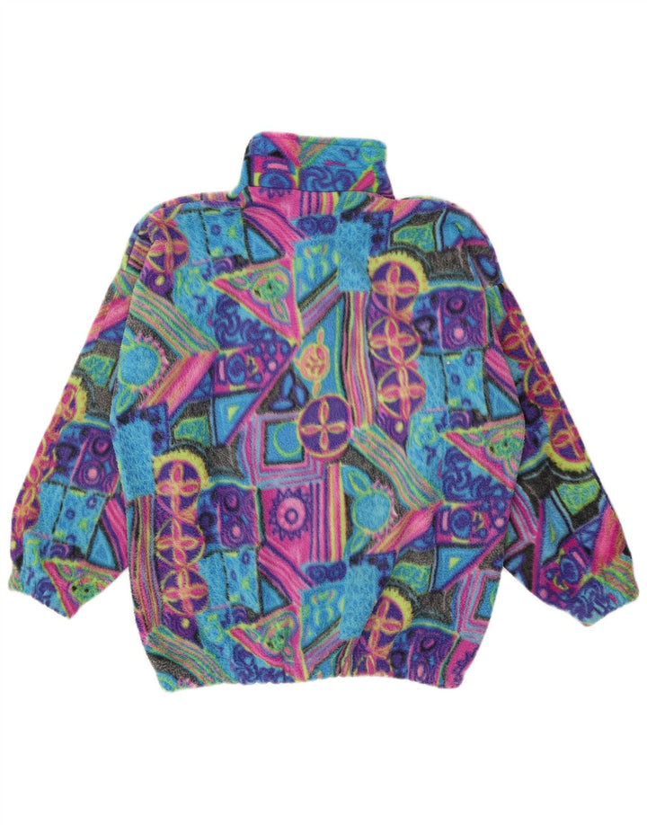 Vintage Herren Anorak Fleecepullover Großes mehrfarbiges geometrisches Polyamid