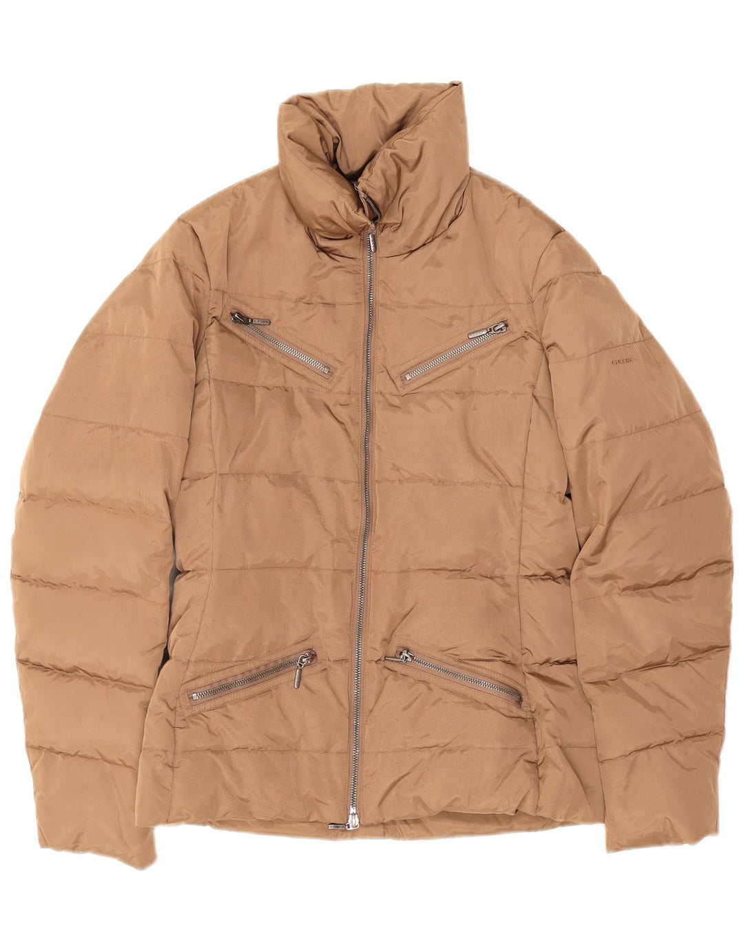 Geox Womens Respira übergroße wattierte Jacke UK 8 Small Beige Polyester