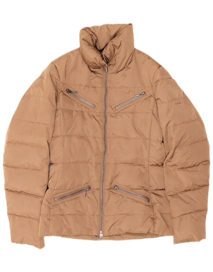 Geox Womens Respira übergroße wattierte Jacke UK 8 Small Beige Polyester