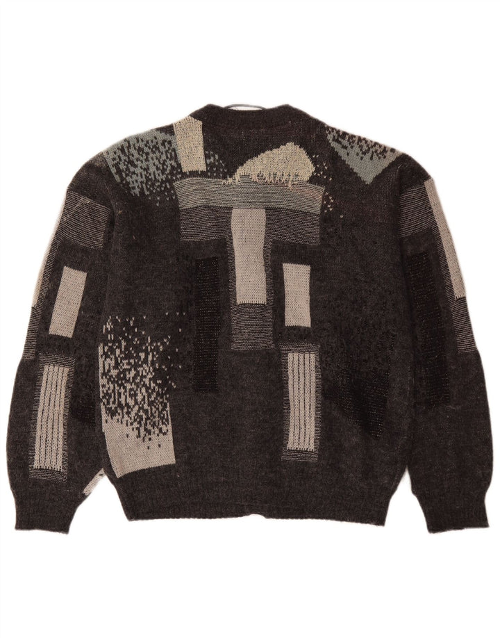 Canda Herren-Strickjacke, klein, grau, geometrisch, Acryl