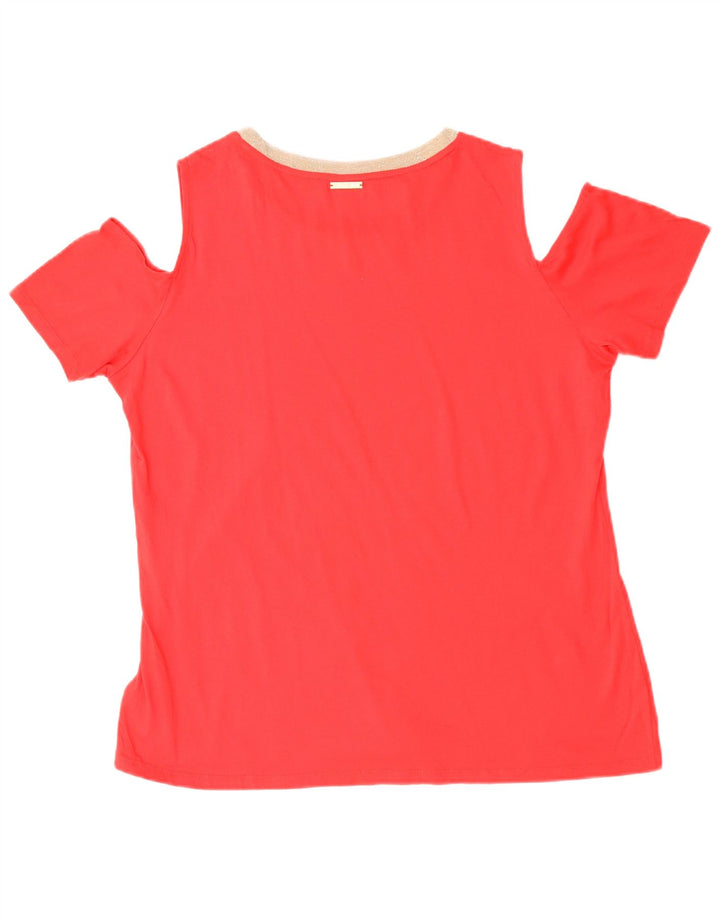 Michael Kors Damen Schulterfreies T-Shirt Top UK 18 XL Rote Baumwolle