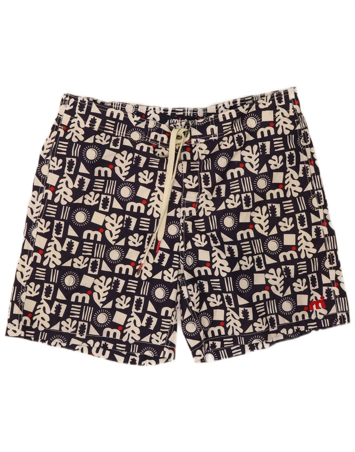 MISTRAL Mens Swimming Shorts XL  Navy Blue Geometric Polyester