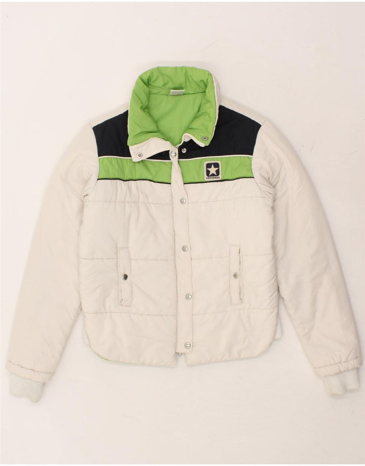 CONVERSE Womens Padded Jacket UK 10 Small White Colourblock Polyamide Vintage Converse and Second-Hand Converse from Messina Hembry 