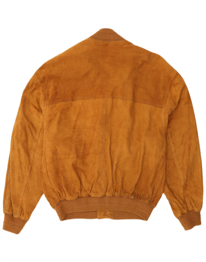 Gara Herren-Bomberjacke aus Wildleder, IT 48, mittelbeigefarbenes Leder
