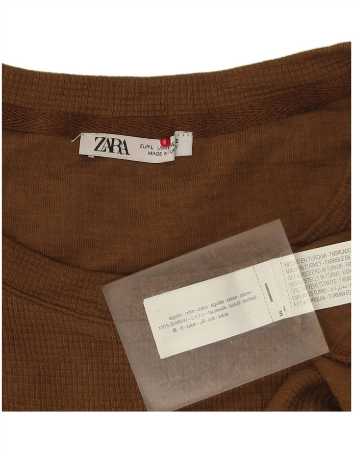 Zara Herren T-Shirt Top Large Beige Baumwolle