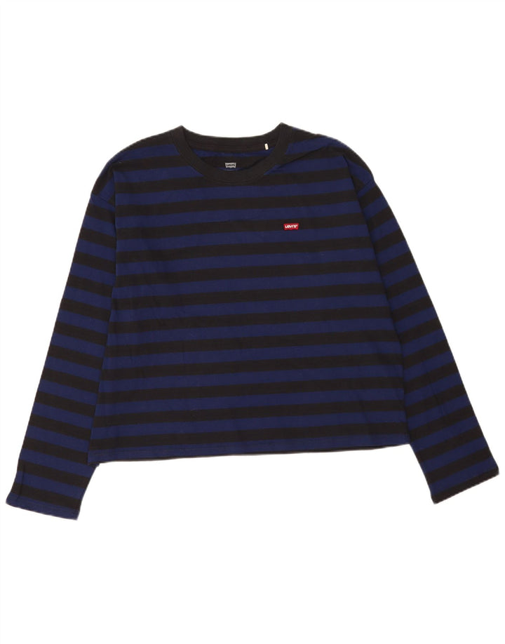 Levi's Damen-Oversize-Oberteil, langärmlig, UK 14, mittelmarineblau gestreift