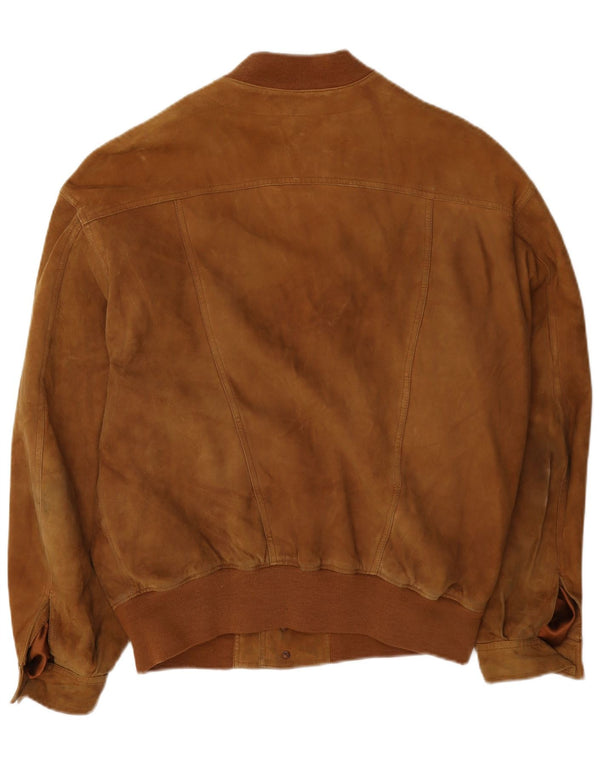 Vintage Herren Wildleder Bomberjacke IT 46 Small Beige Leder
