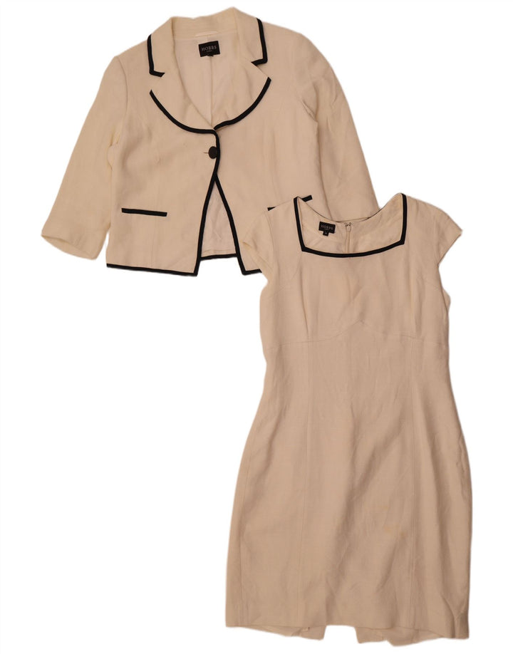 Hobbs Damen-2-teiliges Set mit 3/4-Ärmeln, UK 16, Größe L, weiße Viskose