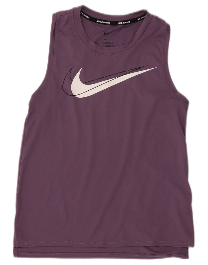 NIKE Damen Dri Fit Grafik-Trägershirt UK 6 XS Lila Polyester