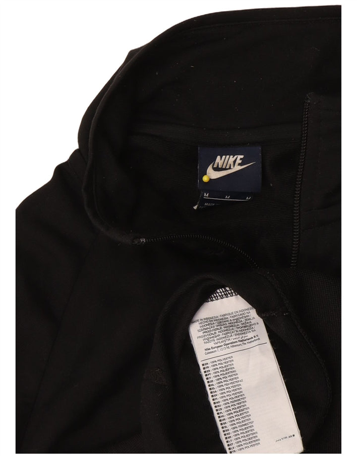 Nike Damen-Trainingsanzug-Top-Jacke UK 14 Mittelschwarzes Colourblock-Polyester