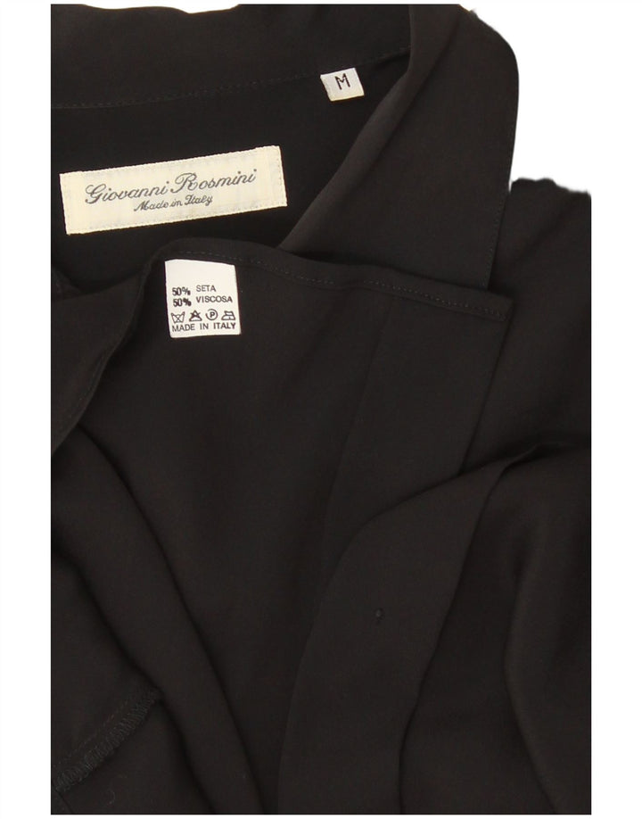 Giovanni Rosmini Damen Hemdbluse UK 14 Mittelschwarze Seide