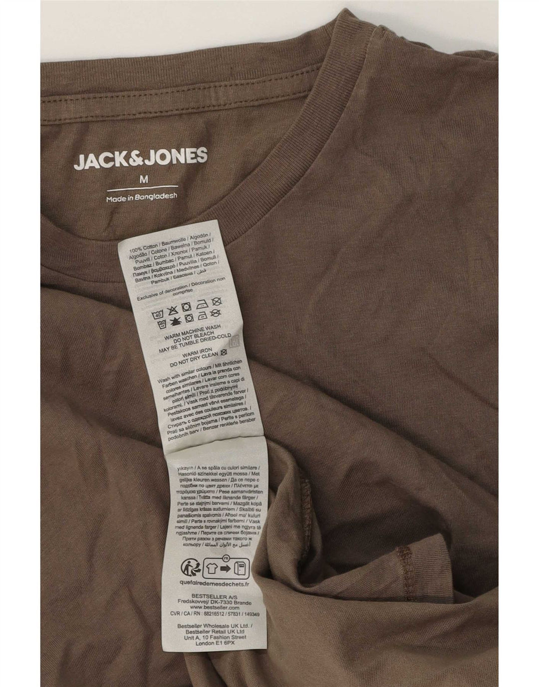 Jack & Jones Herren T-Shirt-Oberteil aus mittelbrauner Baumwolle