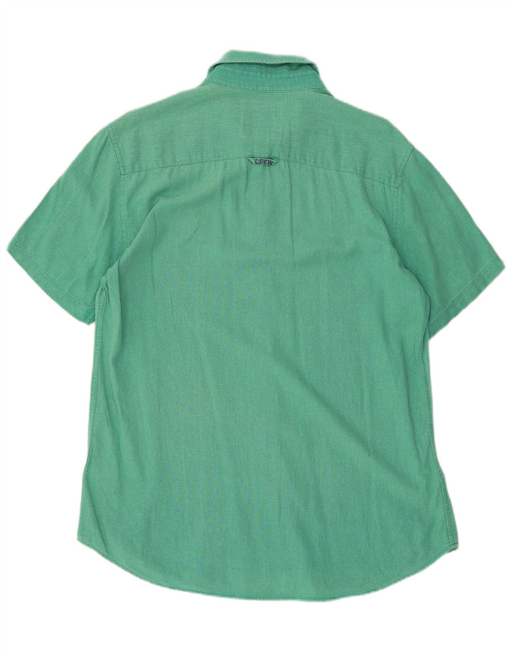 CREW CLOTHING Mens Short Sleeve Shirt Medium Green Linen
