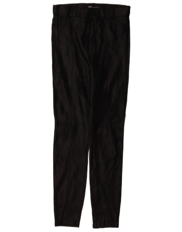 Zara Damen-Leggings aus Kunstleder mit hoher Taille, UK 14, mittelschwarz