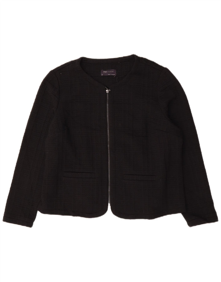 Marks & Spencer Damen-Blazer mit durchgehendem Reißverschluss, UK 22 3XL, schwarz kariert