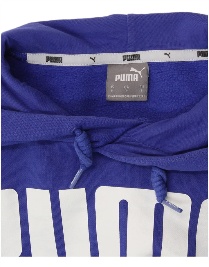 PUMA Womens Oversized Graphic Hoodie Jumper UK 10 Small Blue