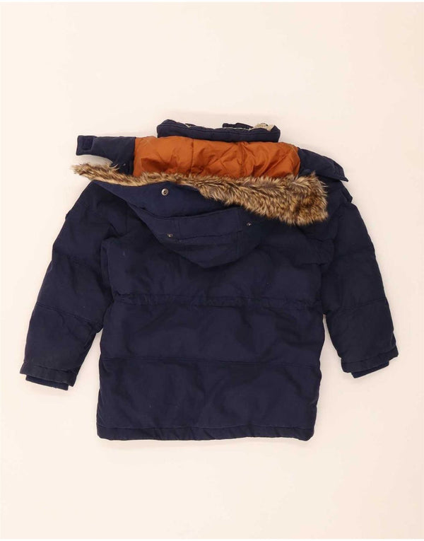 Timberland Wattierte Jacke mit Kapuze für Jungen, 5–6 Jahre, marineblaue Baumwolle