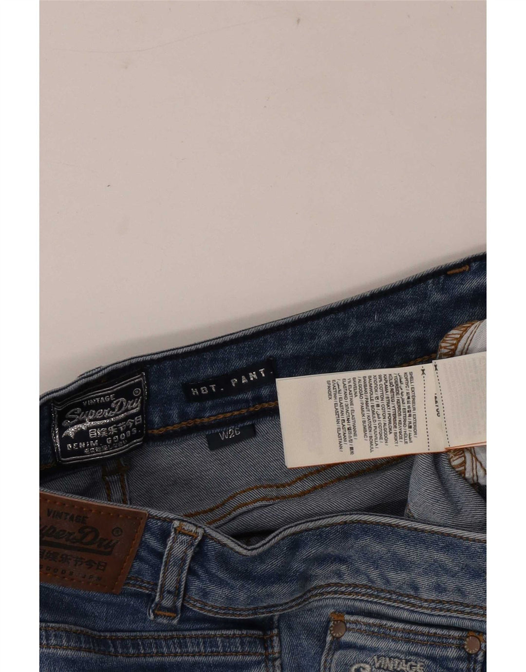 Superdry Damen Denim Hot Pants W26 Small Blau Baumwolle